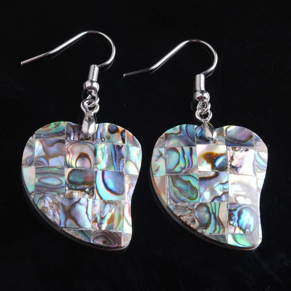 

new zealand abalone shell heart earrings fashion jewelry for woman gift 10pair v9020, Silver
