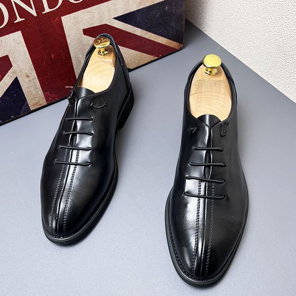 

novelty british fashion pointed black oxford shoes for men designer wedding dress homecoming business flats footwear