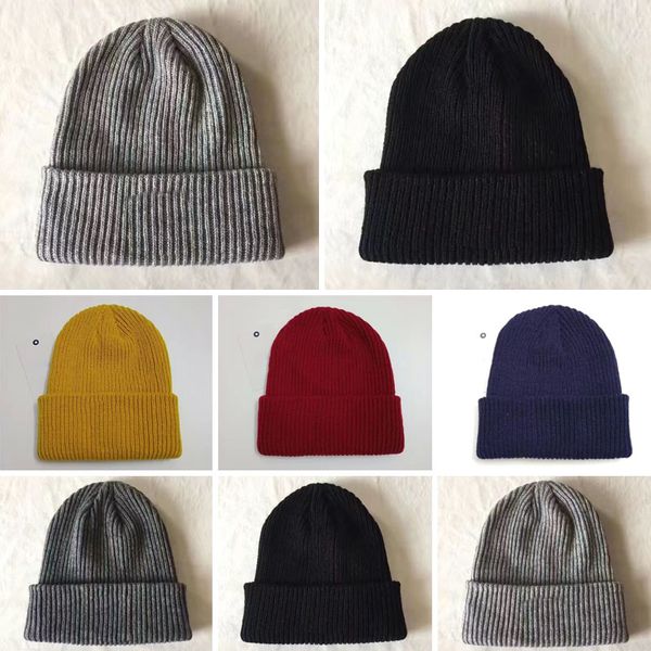 

womens designer hat winter fashion warm wool cap men and women ball hats letter striped solid wools flanging knitted antie cotton beanie cap, Yellow