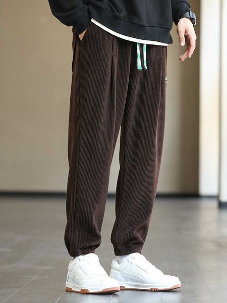 

men's pants 2022 new men's sweatpants baggy joggers fashion corduroy hip hop streetwear harem pants men casual loose trousers plus, Black