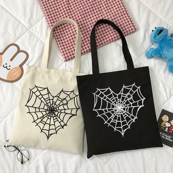 

evening bags vintage casual aesthetic canvas bag large capacity ulzzang shopper gothic ins y2k japanese kawaii print female 221205