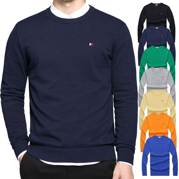 

men's sweaters 100% cotton -3xl embroidery- long sleeve mens o-neck casual knitted clothes fashion male coats pl8507 221206, White;black