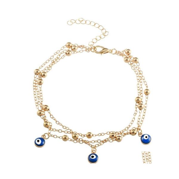 

anklets bohemian anklet alloy blue eyes pendants bead ankles chain evil eye lady bracelet sandy beach 1 5zx k2b drop delivery jewelry dhewh, Red;blue