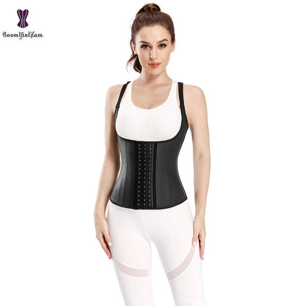 

slimming belt hook adjustable waist 25 steel boned slimming corset workout girdle vest latex women body shaper plus size xs -6xl t221207