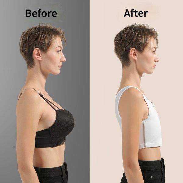 

women's shapers ruoru strengthen bandage reinforced short corset tomboy lesbian tank chest shaper breast binder trans vest shirt under, Black;white
