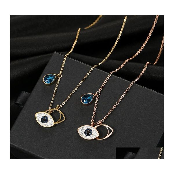 

pendant necklaces fashion pendant necklace crystal evil eye female plated gold chain jewelry women blue eyes necklaces accessories c dhoeh, Silver