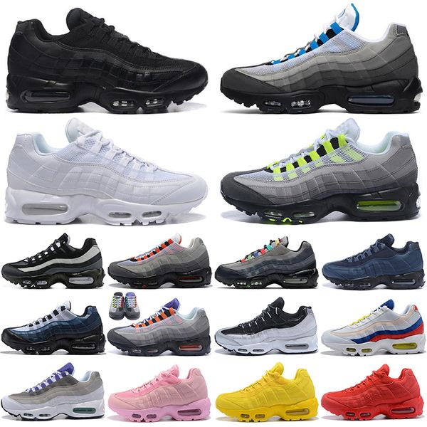 

classic 95 og neon running shoes designer 95s crystal blue triple black dark smoke grey light charcoal solar red navy blue pink suede outdoo