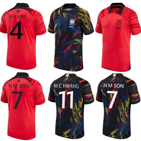 

22 23 soccer jerseys home away son hwang kim jeong sung lee kwon football shirts men kids uniform uj world cup south team korea camisetas ma, Black;blue