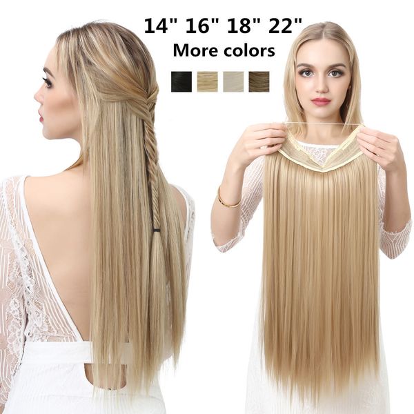 

synthetic s synthetic hair no clip natural hair piece ombre fake false straight hairpiece blonde for women 221205, Black