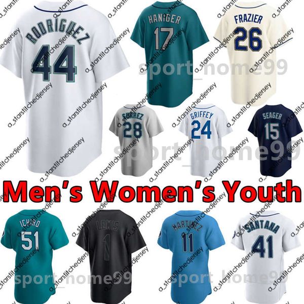 

baseball jerseys 2022 custom 44 julio rodriguez jersey 24 ken griffey 28 eugenio suarez jersey 23 ty france 3 j.p. crawford 13 abraham toro, Blue;black