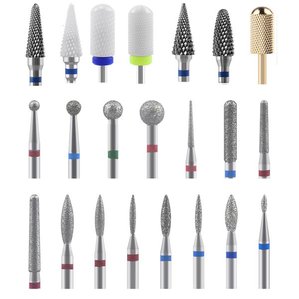 

nail art equipment diamond bit ceramic nail drill bit set carbide milling cutter for manicure set milling cutter metal milling cutter nail a, Silver