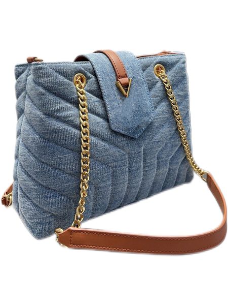 

women's shoulder bag new wash denim retro moire designer chain bag