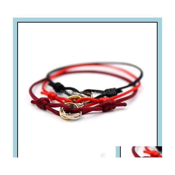

charm bracelets charm bracelets jewelry 316l stainless steel trinity ring string bracelet three rings hand strap couple for women an otdey, Golden;silver