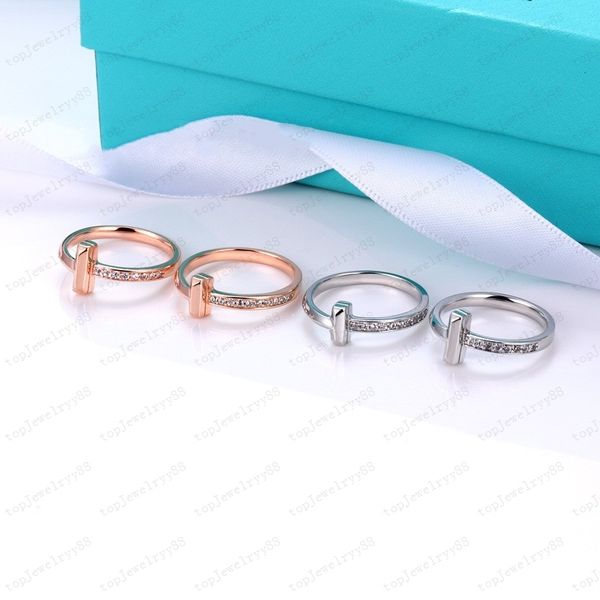 

single row diamond titanium steel silver love ring luxury men and women rose gold ring designer couple jewelry gift with box