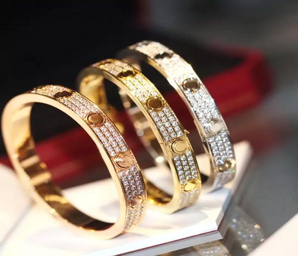 

love full diamond bangle screwdriver women bracelet couple golden diamonds braclet fashion jewelry valentine day gift for girlfrie2690525, Black