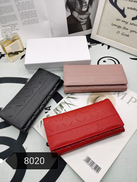 

c8020 wallet card holder women genuine leather caviar classic long flap wallet zippy coin purse bag purses designer woman handbag key pouch, Red;black