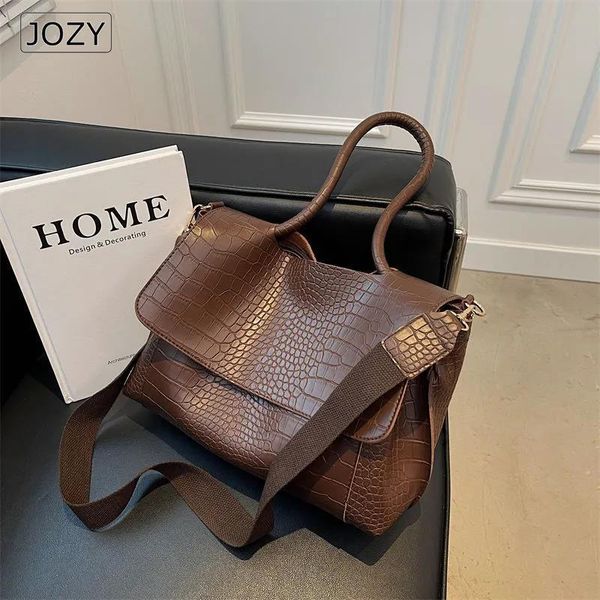 

evening bags vintage pu solid color leather large capacity tote womens shoulder handbags simple ladies wide straps crossbody 221205