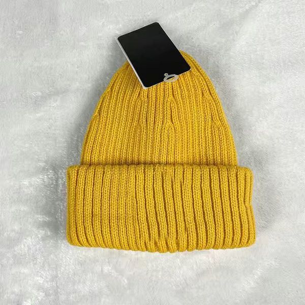

womens luxury knitted hat brand designer beanie cap trend men women hats autumn winter wool outdoor casual fitted fashion caps for lovers, Yellow