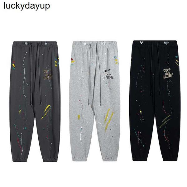 

men's pants designer printing graffiti galery dept splashed cotton leggings fashion loose pants, Black