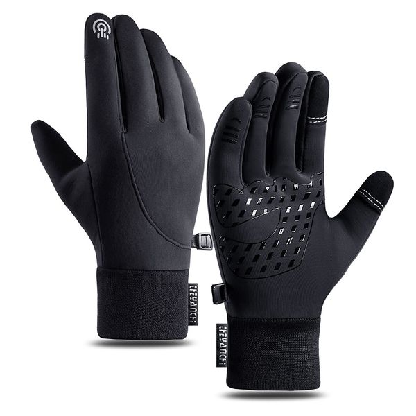 

five fingers gloves winter ski men cycling bike women thermal fleece cold wind waterproof touch screen bicycle warm running skiing mitten 22, Blue;gray