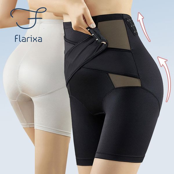 

womens shapers flarixa plus size waist trainer body shaper tummy control shorts high flat belly panties butt lifter pants boxer 221206, Black;white