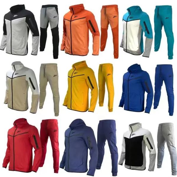 

tech fleece mens tracksuits loose sportswear hoodies pants activewear casual printed men's looses one zip asian size fashion suit mens, Gray