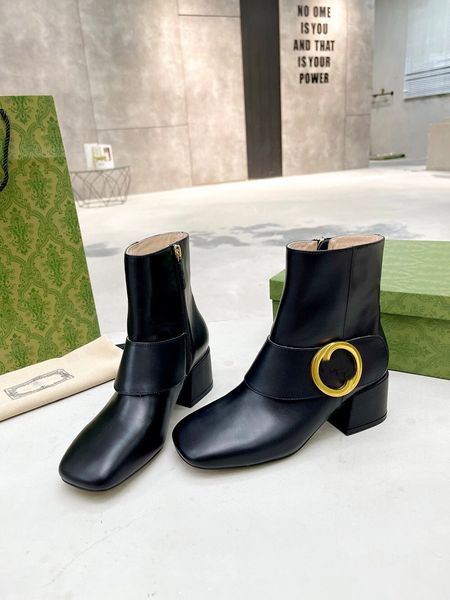 

luxury blondie womens ankle boot double g boots designer women martin boots classic zipper low heel booties suede round interlocking shoe, Black