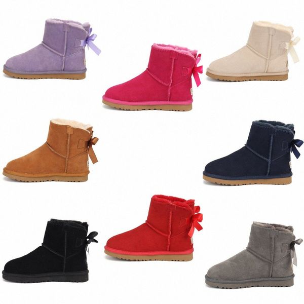 

classic australia girls uggitys winter boots kids shoes uggi bowknot designer snow boot children baby kid shoe warm wgg sneaker toddler yout, Black;grey