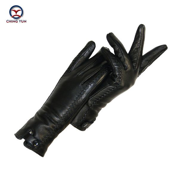 

five fingers gloves womens genuine leather winter warm fluff woman soft female rabbit fur lining riveted clasp highquality mittens 221205, Blue;gray