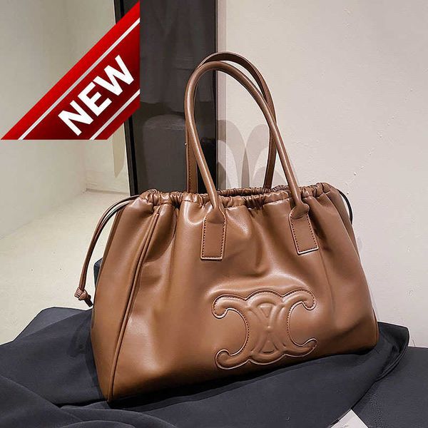 

designer bags for women new one shoulder foreign style versatile hand tote bag drawstring large capacity shopping soft leather factory direc
