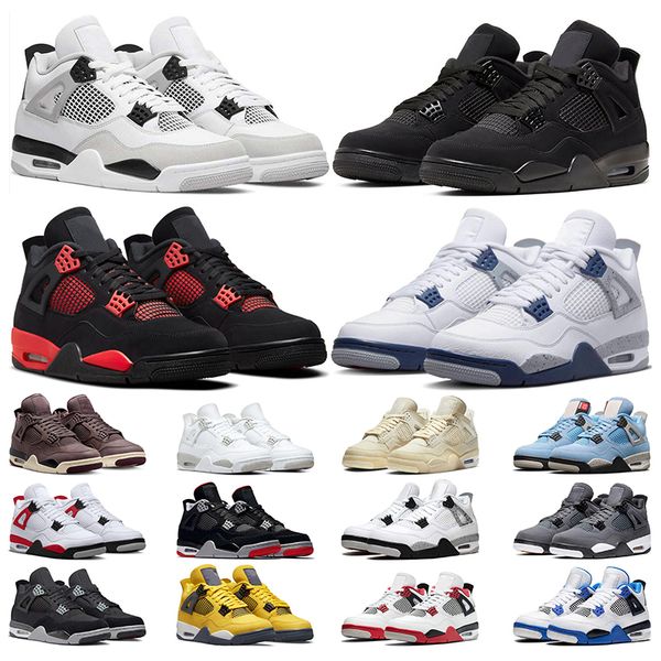 

4 mens basketball shoes 4s jumpman university blue military black cat red cement cactus jack sail womens sneakers walking jogging sports tra