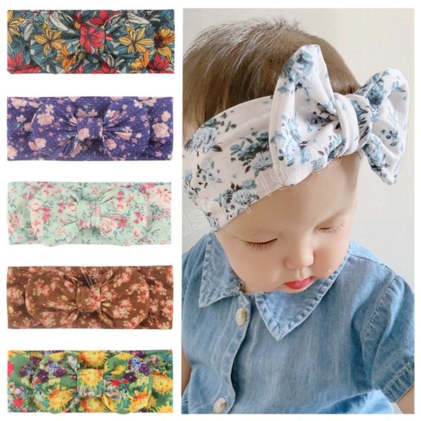 

cute print bowknot baby elastic hairband fashion flowers pattern bows infant headband princess headwear birthday gifts, Slivery;white