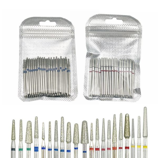 

nail art equipment 50pcs l series round taper shape nail diamond drill bit for electric manicure machine accessories nail mills cutter ce pa, Silver
