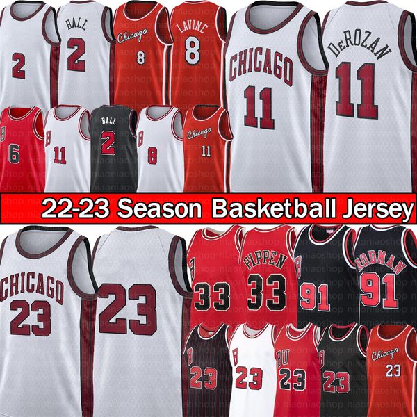 

vintage demar derozan mj basketball jerseys lonzo ball zach lavine alex caruso chicagos city bull retro scottie 33 pippen dennis 91 rodman 2, Black