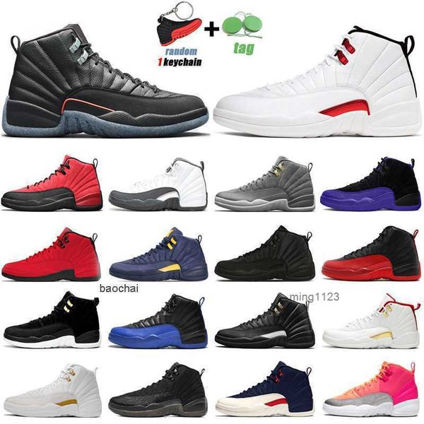 

2023 utility 12s jumpman basketball shoes 12 university gold twist dark concord indigo taxi reverse flu game royal mens trainers sports nip5, Black