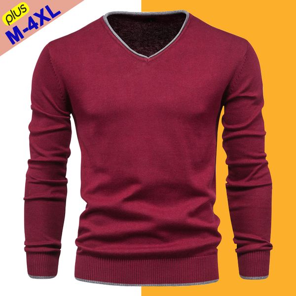 

men's sweaters autumn men pullover spring cotton v-neck solid slim sweater jumpers male knitwear man plus size 4xl simple style jersey, White;black