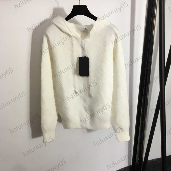 

womens jacket diagonal chain jacquard long sleeve hooded drawstring jackets zipper flap solid color joker knit coats simple casual women clo, Black;brown