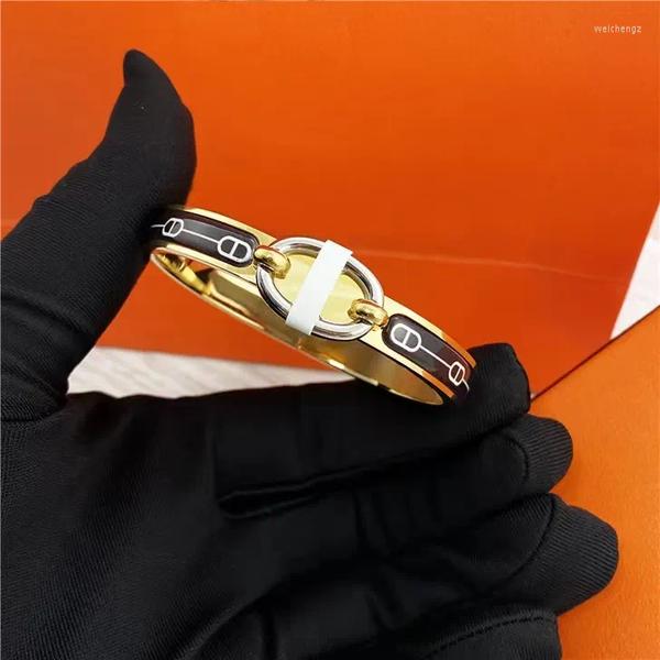 

bangle designer h pig nose bangles enamel bracelets anchor chain 8 figure buckle couples daily accessories party wedding valentine's da, Black