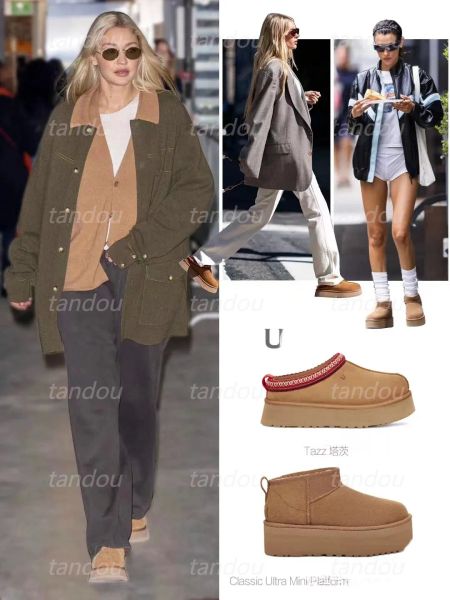 

new australia women's snow boots tazz slippers tasman designer boots fur slide classic mini platform suede wool winter warm sandals siz, Black