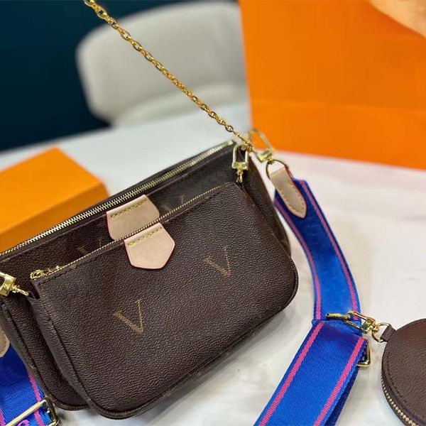 

3pcs shoulder bags designer brand handags pueses wallet detachable ladies crossbody totes 7colors shoulder straps with letter flower