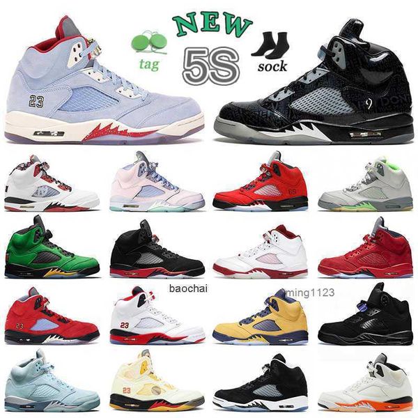 

2023 authentic 5s vintage jumpman 5 mens basketball shoes extra wide big size designer women new easter pink concord white sail cement black
