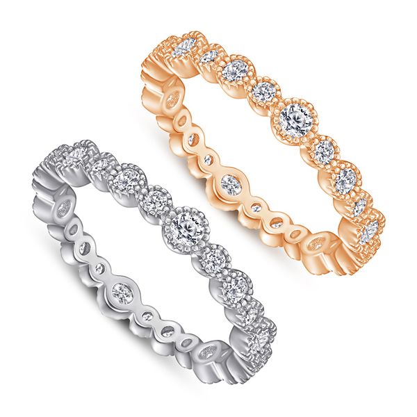

wedding accessories pure silver engagement rings fadeless single fulll circle diamond birdal ring proposal ring no fading tl-368, White