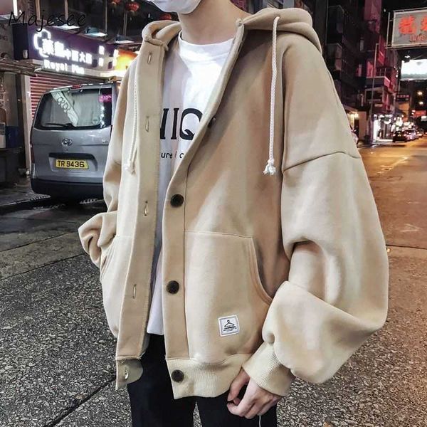 

men's jackets hoodies men ulzzang dents all-match warm harajuku fashion teens ins casual baggy couple clothes male hooded cool new t221, Black;brown