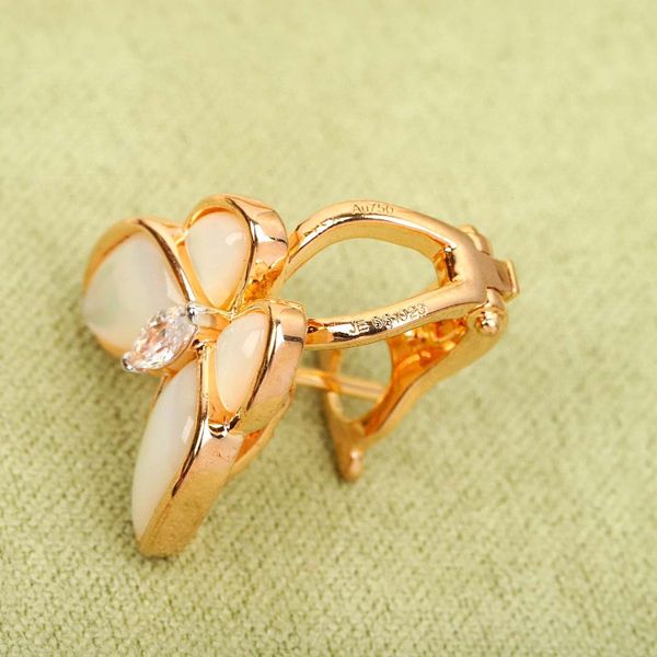 

luxury quality charm clip earring with nature shell beads butterfly in two colors plated have box stamp ps7377a, Golden