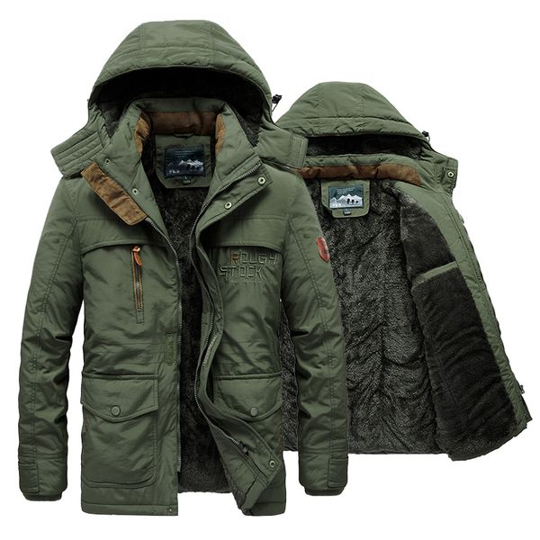 

men s down parkas military thick warm man jacket winter casual cotton padded male multi pocket fur hoodies men coat parka hombre 221205, Black