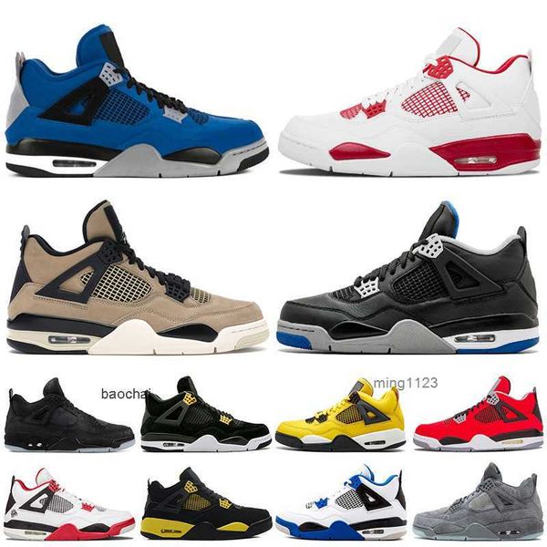 

2023 jumpman 4 4s basketball shoes mens women fashion sneakers university blue taupe haze sail fire red guava ice undefeated kvl4, Black