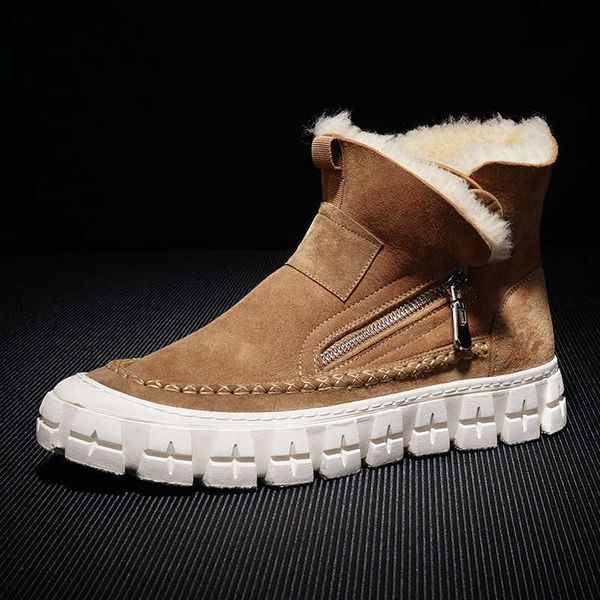 

dress shoes northeast snow boots 2022 winter new fur men's leather wool plush thermal boots, Black