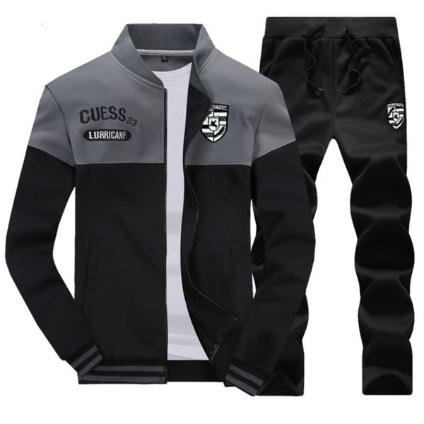 

mens tracksuits spring suit sportswear autumn clothing zipper sweatshirt pants s s4xl 221206, Gray