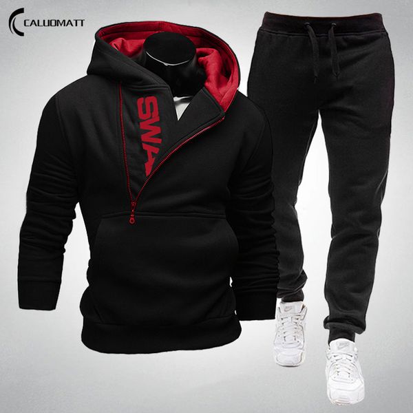 

men's tracksuits tracksuit men sportswear sets male fashion sweatshirts sweatpants 2 pieces set man zipper hoodies casual warm clothing, Gray