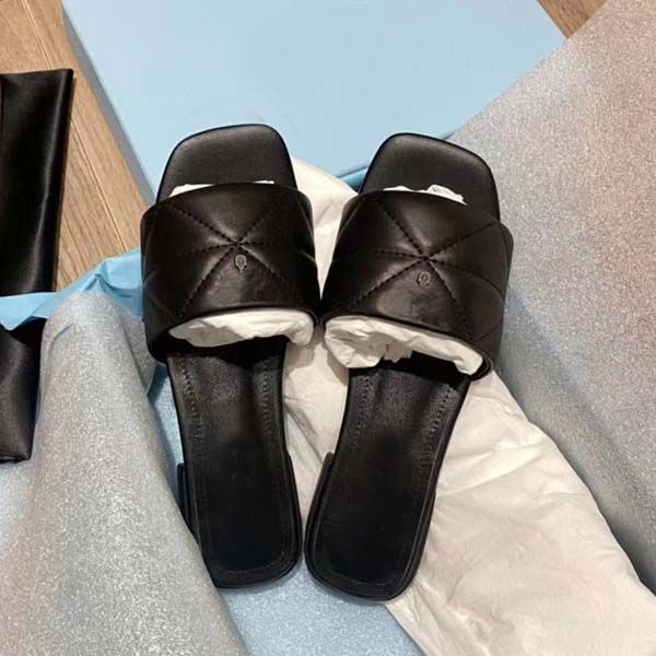 

women sandals designer slippers fashion casual sheepskin flat shoes size 34-42 with box, Black